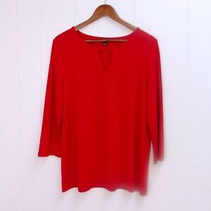 Talbots Red Keyhole Neckline Short Sleeve Top Women's Size L / #1217
